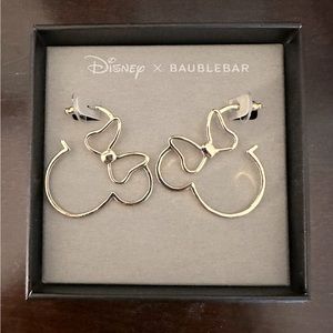 Disney Baublebar Minnie Mouse Gold Hoop Style Earrings NWT